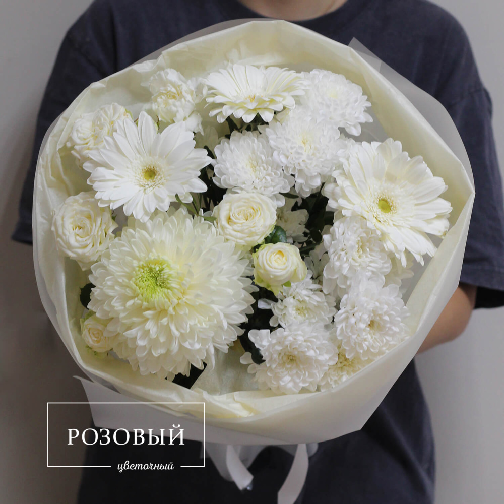 Круглый букет "Ванильный"