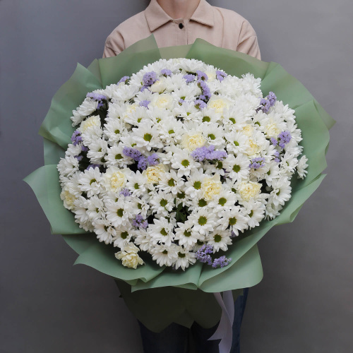 Букет с хризантемой и гвоздикой "Полевые рассказы"