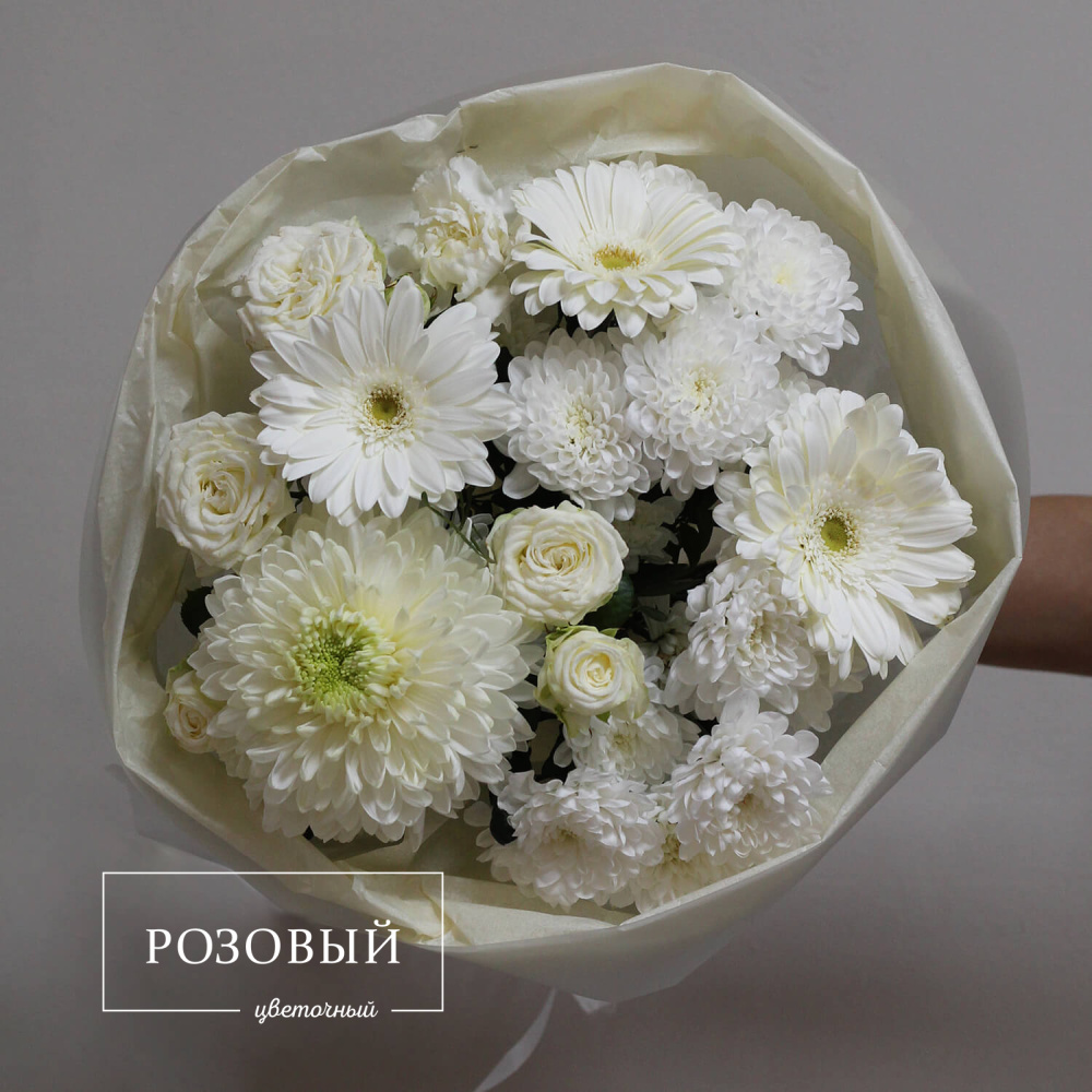 Круглый букет "Ванильный"