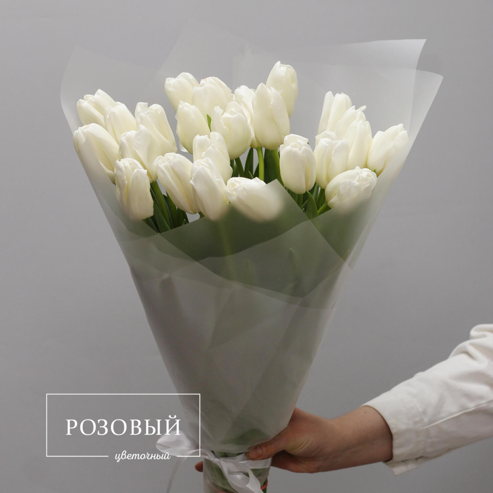 Букет из 25 белых тюльпанов