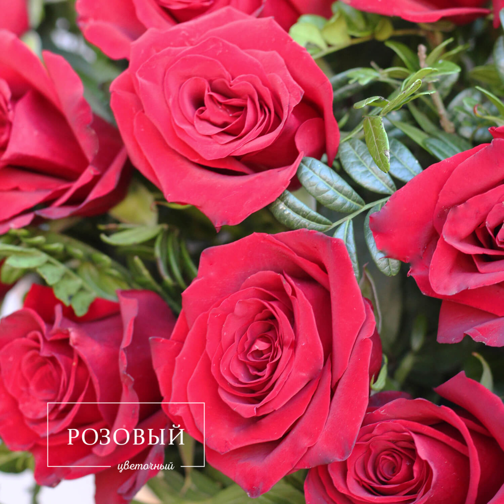 51 роза в корзине