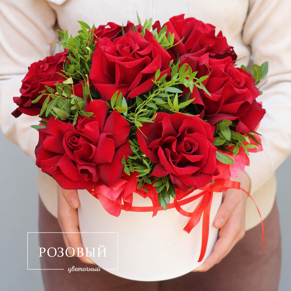 Красные розы в коробке 