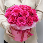 Букет из 15 розовых роз в коробке