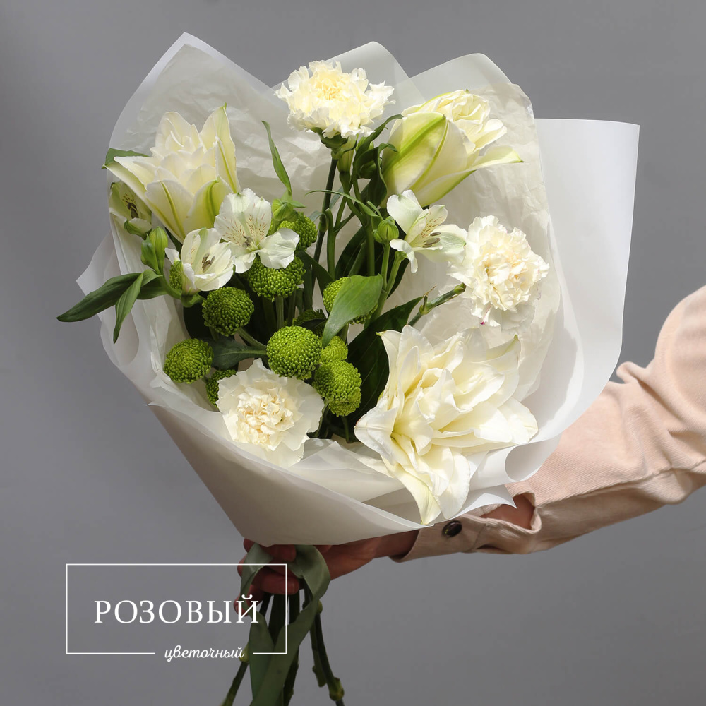 Бело-зеленый букет с лилией