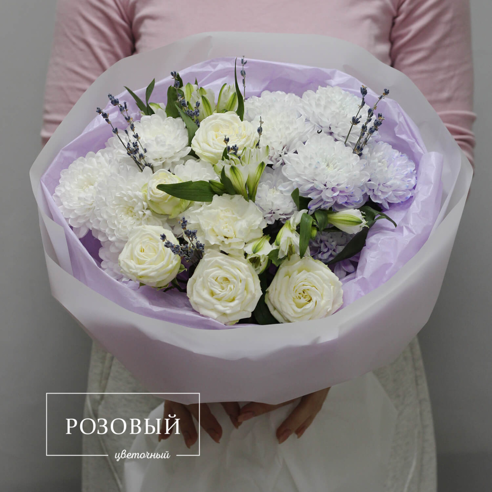 Букет с кустовой розой "Лиловый"