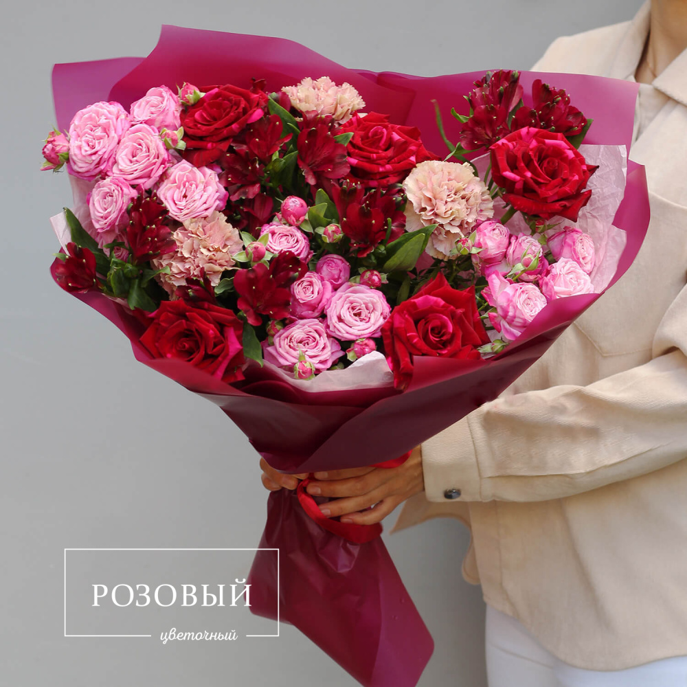 Красно-розовый букет "Энергия"