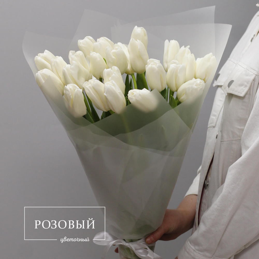 Букет из 25 белых тюльпанов