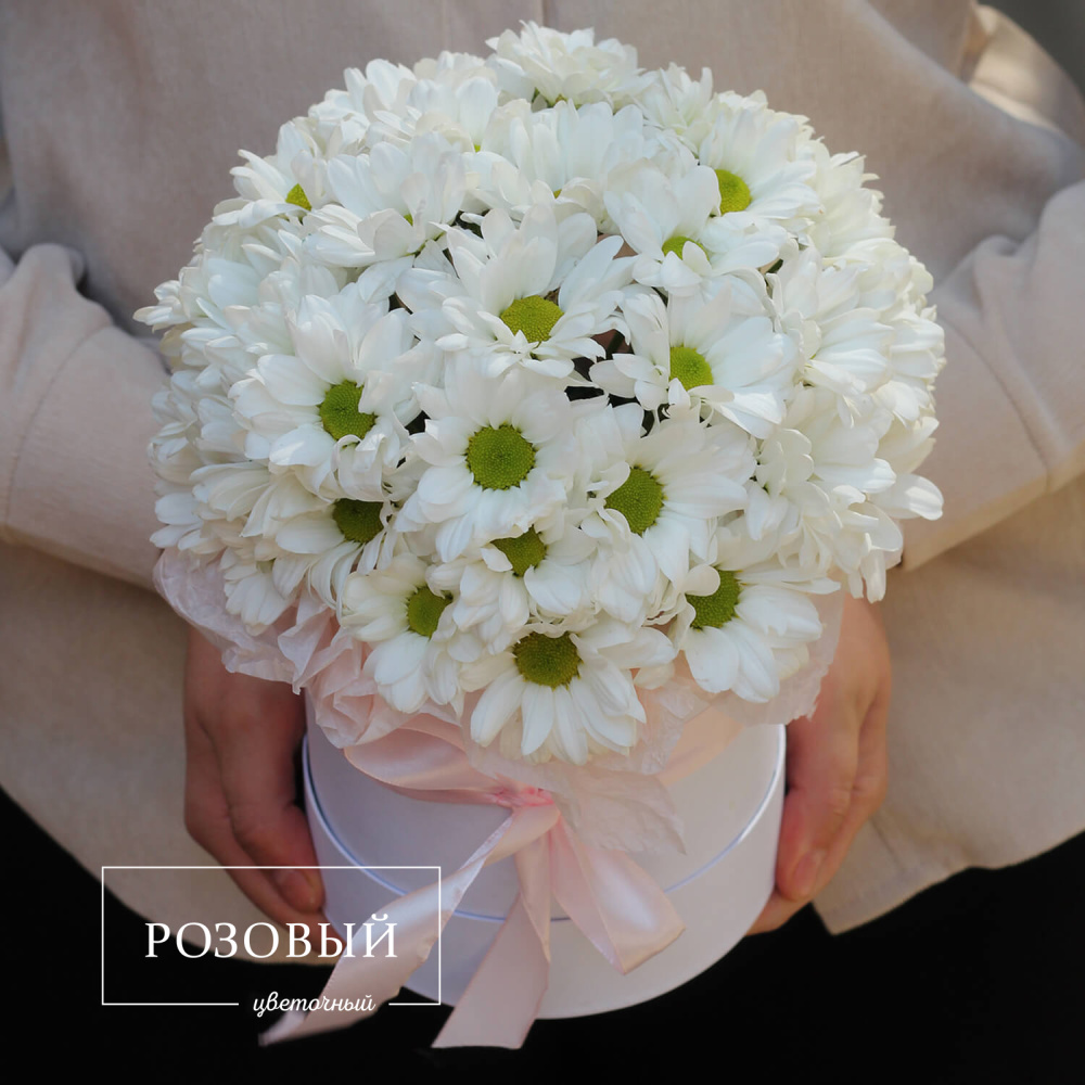 Хризантемы в коробке "Забота"