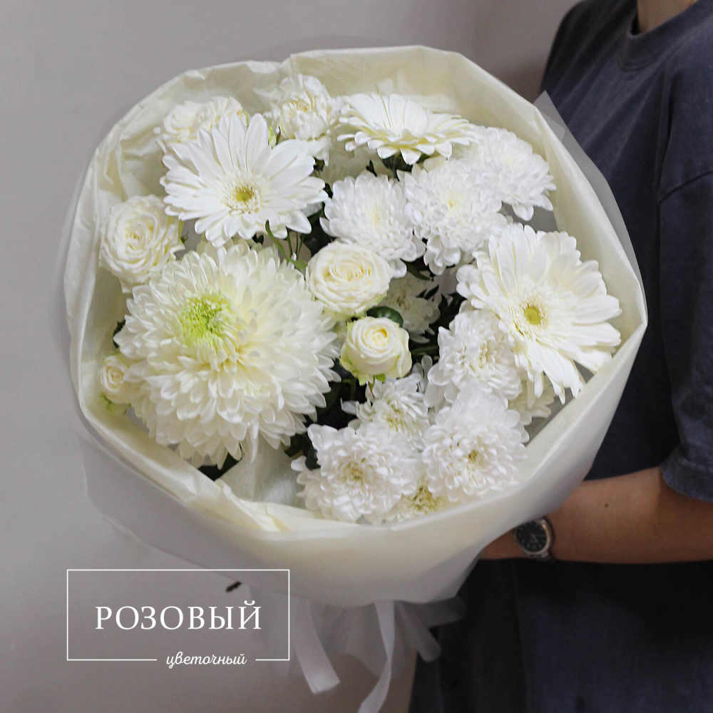 Круглый букет "Ванильный"