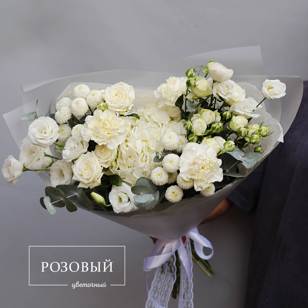 Букет с гортензией "Белоснежный"