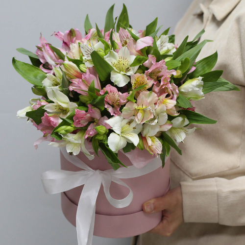 Альстромерии в коробке "Легкий флирт" 