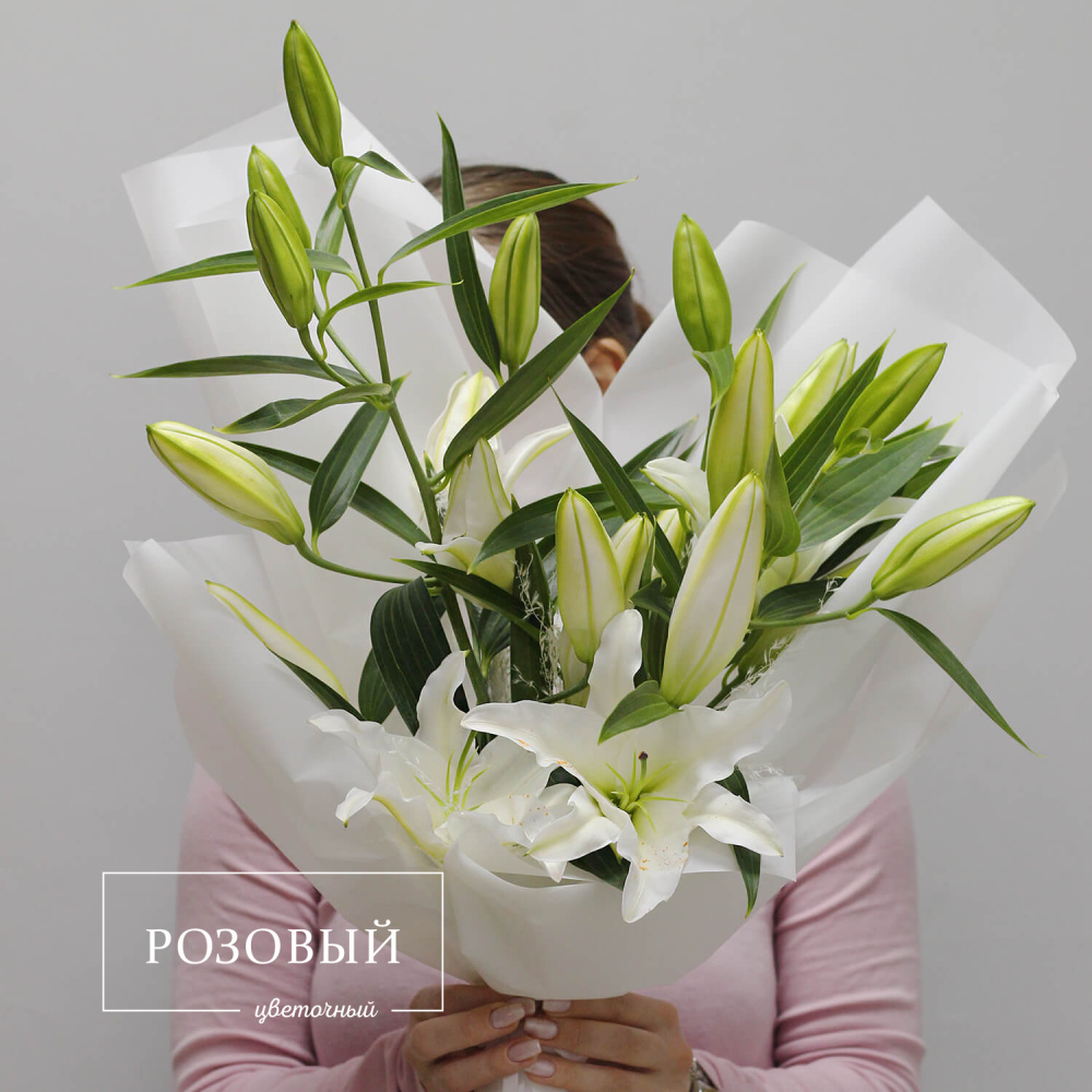 Букет из 3 белых лилий