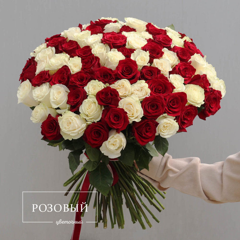 Букет из 101 красно-белой розы