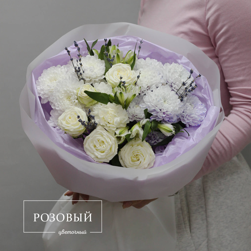 Букет с кустовой розой "Лиловый"