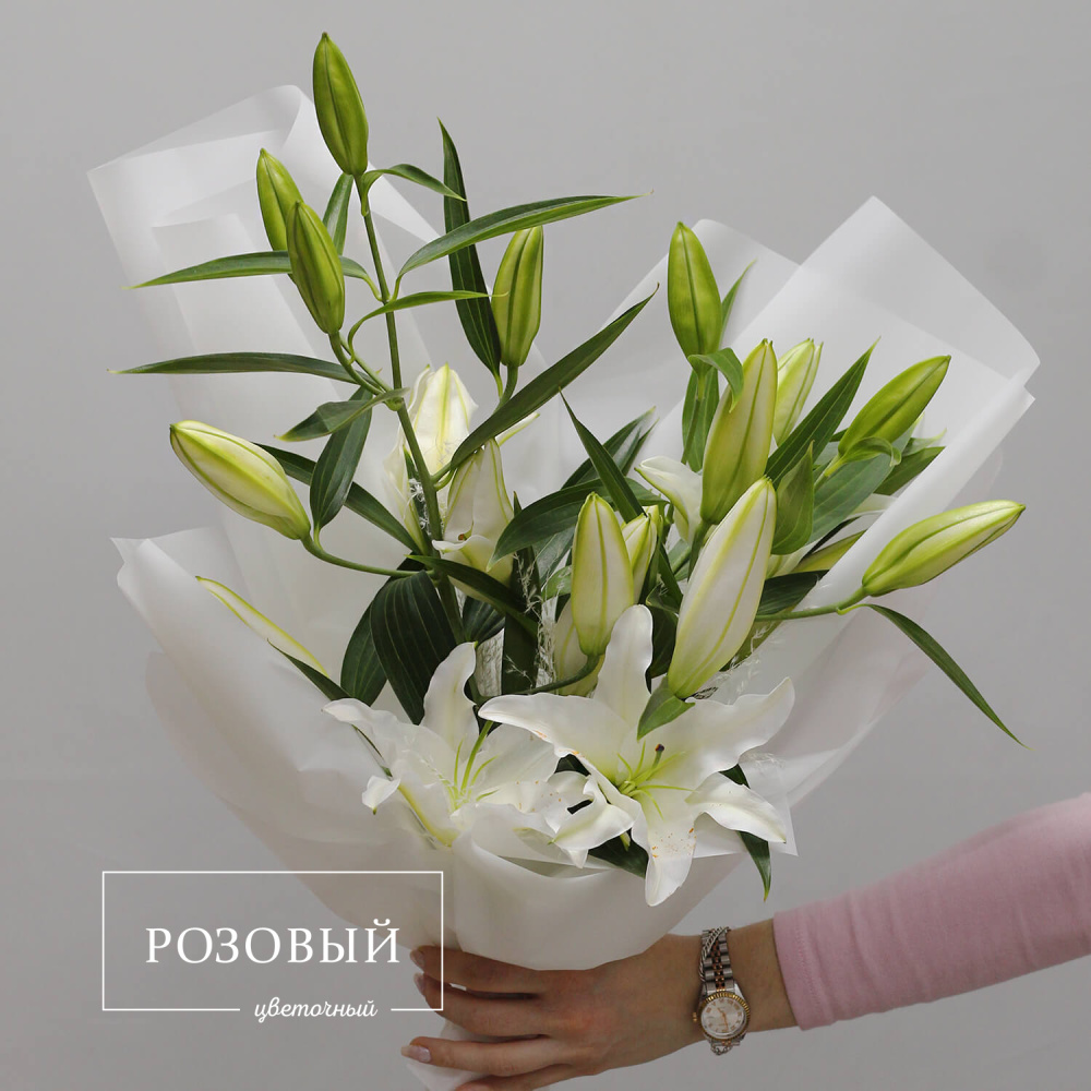 Букет из 3 белых лилий