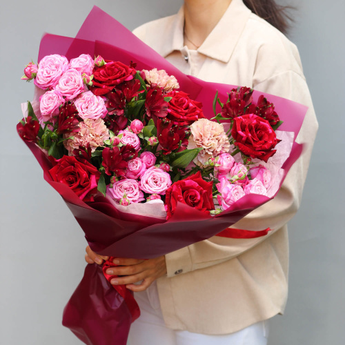 Красно-розовый букет "Энергия"